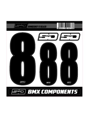 SD Front + 2 Side Plate Number Kit V3 Black